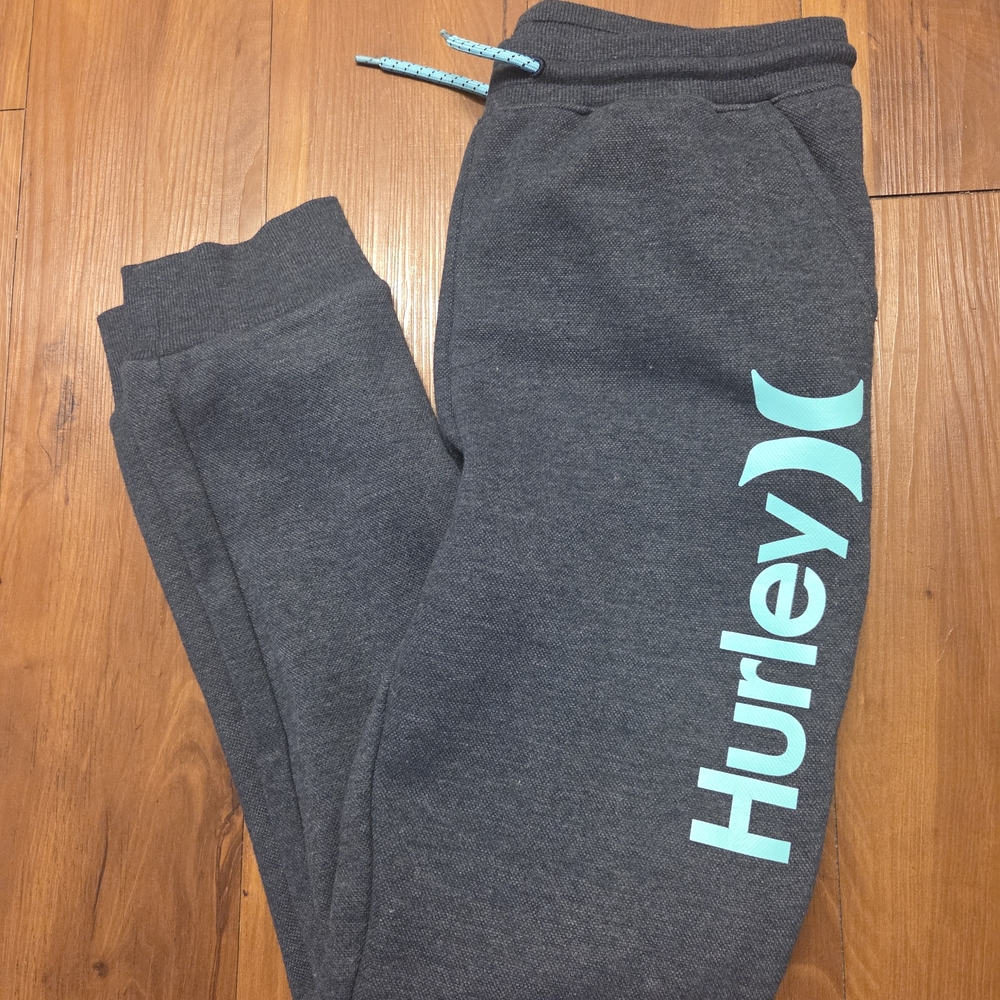 Hurley Kids Charcoal Joggers with Teal Logo